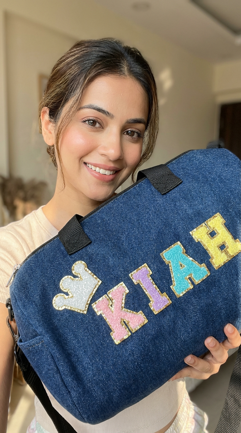 Personalized Denim Duffel Bags