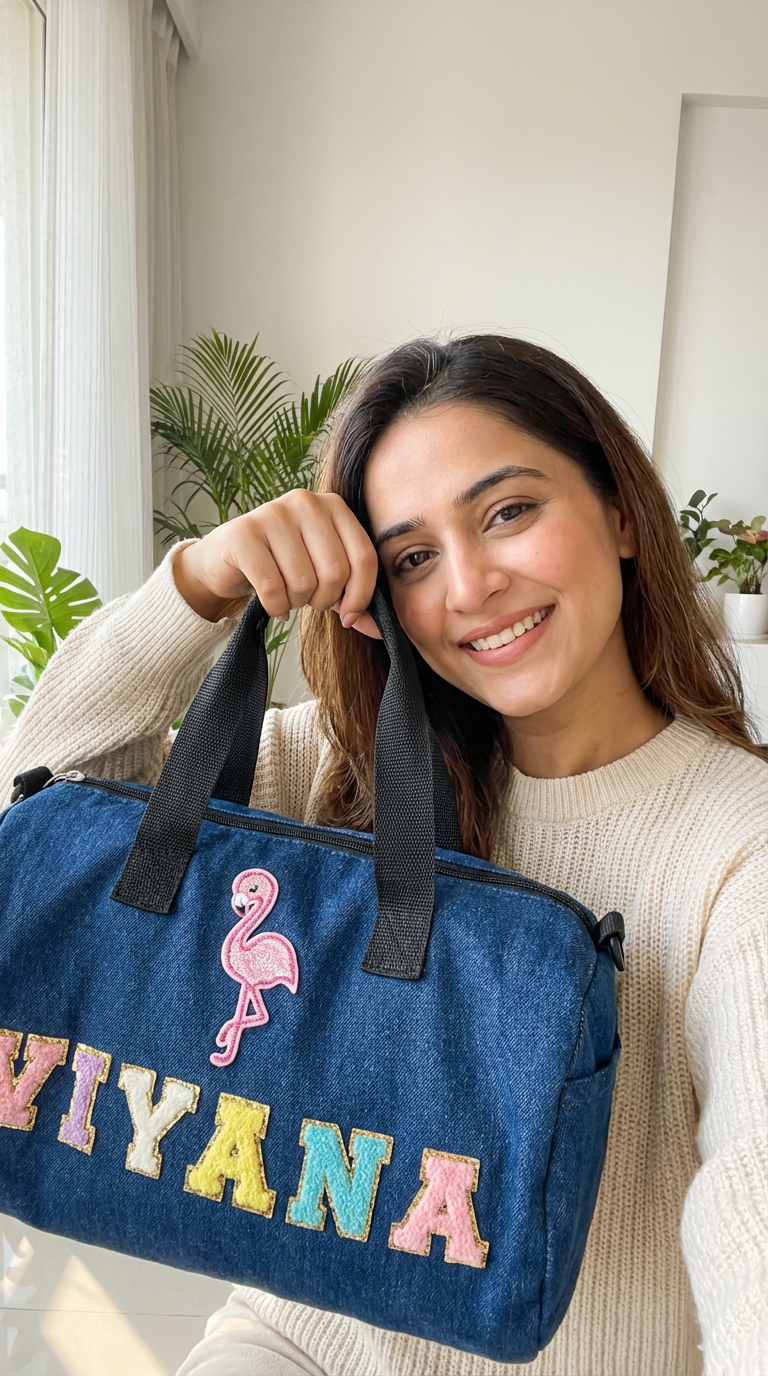 Personalized Denim Duffel Bags