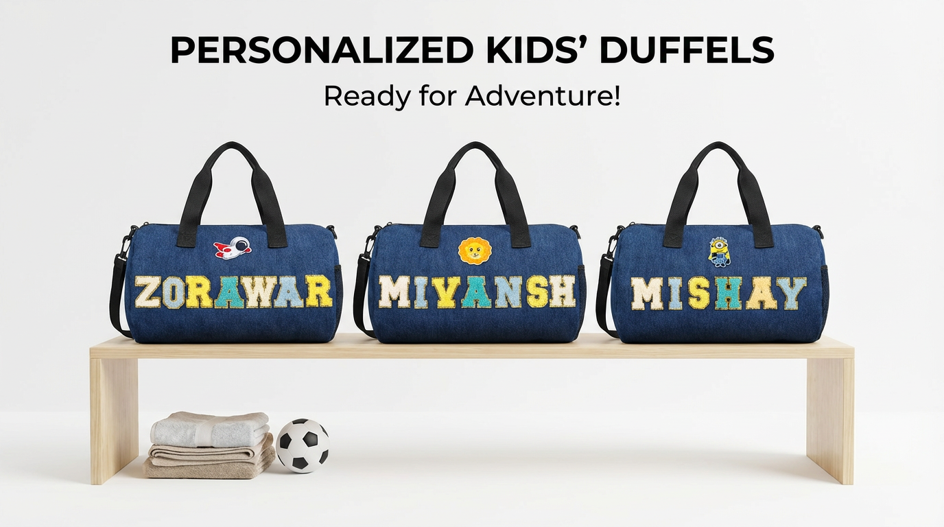Personalized Denim Duffel Bags