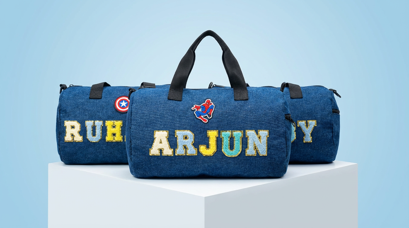 Personalized Denim Duffel Bags
